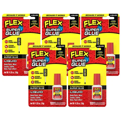 Vista 21 de Flex Super Glue Líquido, Botella de 20 Gramos, Pack de 2, Transparente, Enlace Instantáneo, Secado Rápido, Adhesivo de Cianoacrilatos, Punta