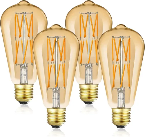 Vista 10 de Bombillas LED Edison vintage regulables de 12 W, equivalente a 100 vatios, blanco cálido de 2500 K (vidrio dorado ámbar), base E26, forma antigua
