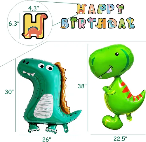 Vista 4 de VHUWE Decoración de dinosaurio para fiesta de primer cumpleaños, 38 Decoración de fiesta de primer dinosaurio
