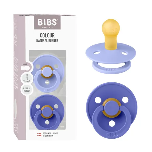Vista 110 de BIBS - Paquete de 2 chupetes para bebés, goma natural libre de bisfenol A, hechos en Dinamarca, colección Colour, para bebés de 18+ meses, azul bebé