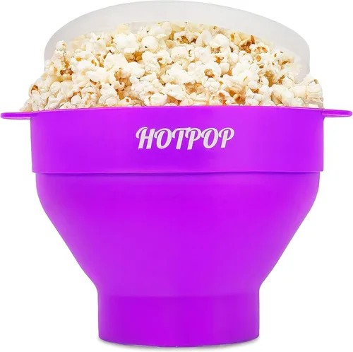 Vista 19 de El Hotpop Original - Palomitero para microondas, Popcorn, contenedor de silicona para hacer palomitas de maíz, cuenco plegable sin BPA y apto