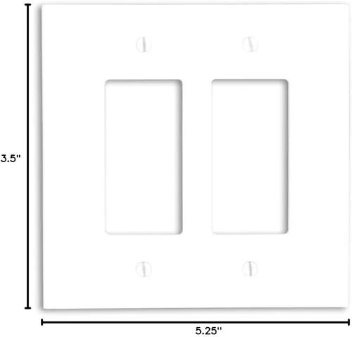 Vista 2 de Leviton 88602 - Placa decorativa GFCI para pared, de gran tamaño, termoestable, soporte para dispositivo, 2 ventanas, color blanco