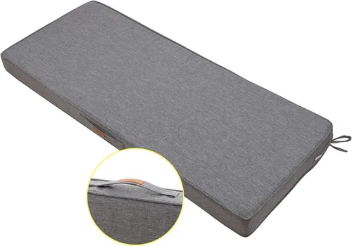 Vista 11 de FUNHOME Cojín de Banco para Exteriores 42 x 18 x 3 Pulgadas, Cojín de Sofá Portátil Resistente al Agua, Cojín de Columpio de Porche con Asa y Lazos