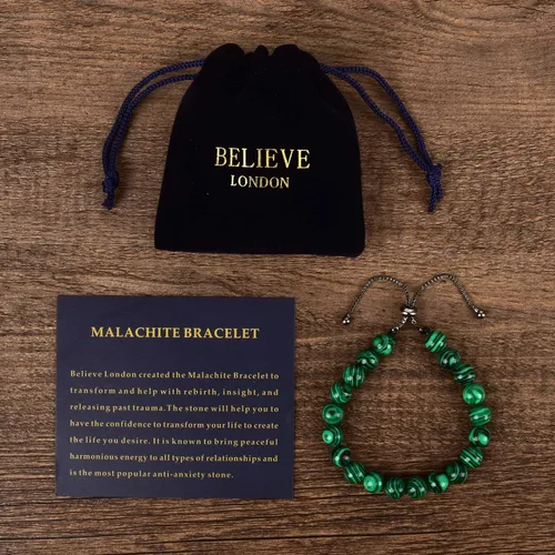 Vista 2 de Believe London - Pulsera de piedras preciosas para curación de chakras, cristal de ansiedad, piedra natural, para hombres y mujeres, alivio