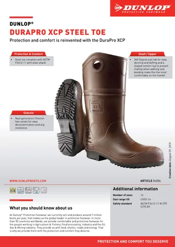 Vista 2 de Dunlop 8408603 DURAPRO XCP - Botas con puntera de acero de seguridad, material de PVC de polimezcla 100 % impermeable, cómodas plantillas