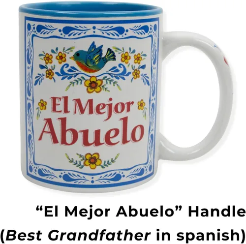 Vista 3 de Taza El Mejor Abuelo – Regalos únicos de Abuelo en español – Taza de cerámica duradera de 12 onzas con esmalte azul – Taza para el mejor abuelo