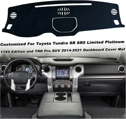 Vista 3 de Cubierta de tapete para salpicadero, consola central interior personalizada compatible con Toyota Tundra 2014, 2015, 2016, 2017, 2018, 2019, 2020