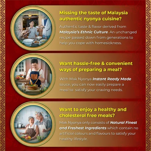 Vista 6 de Mak Nyonya Salsa instantánea de rendang para carne de res/pollo X4 pasta de curry seco auténtica rendang salsa de curry instantáneo para carne