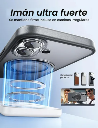 Vista 3 de MAGIC JOHN Soporte Magnético Invisible Giratorio 360° para Funda de iPhone 17 [Botón de Control de Cámara] [Compatible con MagSafe] 16 pies Shockof