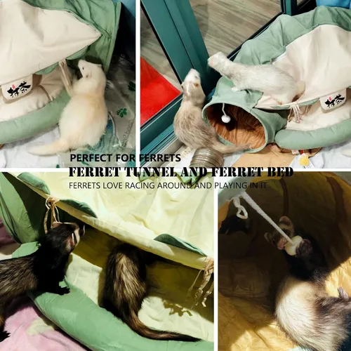 Vista 6 de Cama de túnel para gatos, 2 en 1, tubos de túnel plegables para gatos, juguetes con alfombrilla extraíble para mascotas, gatos, gatitos, cachorros
