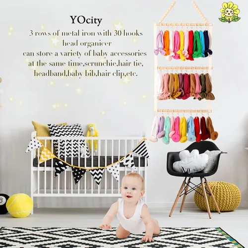 Vista 2 de YOcity Soporte Organizador de Diademas para Niñas Bebés Diademas Accesorios para el Cabello Organizador de Lazos para el Cabello Almacenamiento