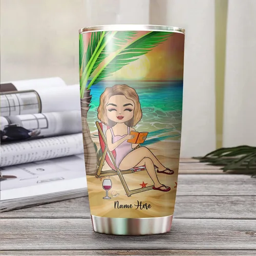Vista 4 de Vaso personalizado con texto en inglés "Some Girls Are Just Born With The Beach", regalo para mejores amigas, hermanas, mejores amigas de una mujer