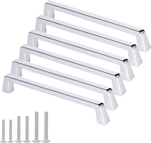 Vista 10 de Paquete de 6 manijas de gabinete de níquel satinado mate de 4 pulgadas, manijas de herrajes para muebles para gabinetes de baño y almacenamiento