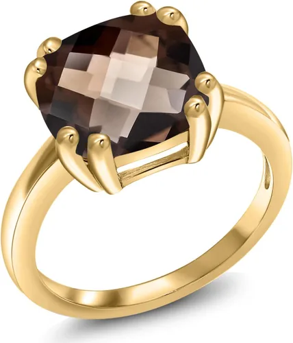 Vista 11 de Gem Stone King 3-5 Cttw Gemstone Birthstone Double Prong Solitaire Ring for Women 18K Yellow Gold Plated Silver Cushion 10MM Anniversary
