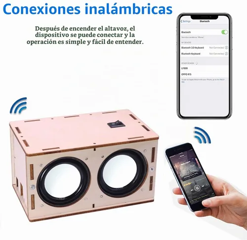 Vista 4 de CYOEST Kit de caja de altavoz Bluetooth DIY Amplificador de sonido electrónico - Construye tu propio altavoz Bluetooth portátil con estuche