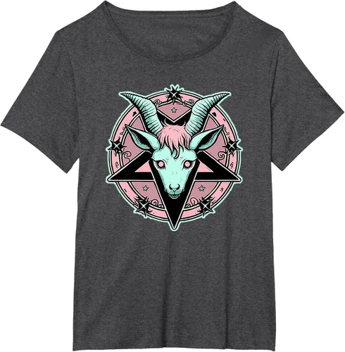 Vista 20 de Camiseta Kawaii Paste Creepy Goat Pentacle, Negro