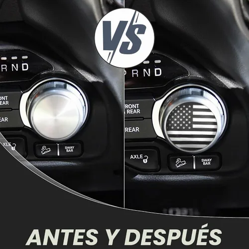 Vista 4 de Zhizhong Placa de Adorno del Selector de Dial Grabada con Emblema de Bandera Americana, Cubierta de Perilla del Interruptor de Cambios Compatible