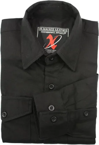 Vista 7 de Milwaukee Leather MNG11655 - Camisa de franela de algodón de manga larga negra sólida para hombre