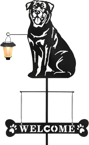 Vista 8 de BAYN Letrero de bienvenida de corgi de raza solar con silueta de perro con una linterna para jardín, césped, patio, camino Corgi Gift, Bone Shaped