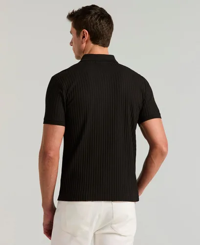 Vista 2 de Perry Ellis Men's Quarter Zip Short Sleeve Ribbed Knit Polo Shirt