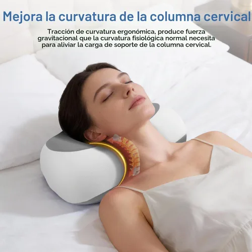 Vista 2 de CHxxy Almohada cervical ergonómica para soporte de cuello Gris y blanco