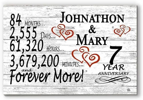 Vista 28 de Letrero personalizado de aniversario de 1 año, regalo de primer aniversario de boda, regalo para días de pareja, minutos, años, madera maciza, 16.5