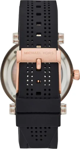 Vista 3 de Michael Kors Reloj automático de silicona negra Greer para hombre, Negro, Reloj automático
