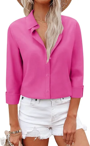 Vista 15 de Camisas con botones para mujer, camisas de vestir, trajes casuales de negocios, blusa ajustada con cuello, entrevista de trabajo, atuendo de oficina