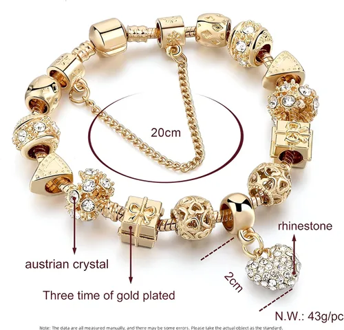 Vista 2 de Pulsera clásica con diamantes de amor chapado en oro para mujer, Cobre, diamantes de imitación, cristal austriaco