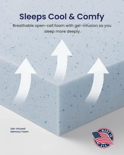 Vista 6 de Lounj Cubrecolchón de espuma viscoelástica de gel, fabricado en Estados Unidos (individual)