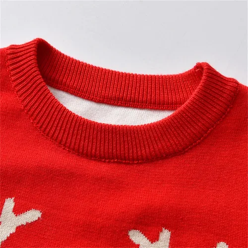 Vista 7 de QIUYI Girls Boys Pullover Christmas Sweater Casual Knitted Long Baby Fall Winter Sweater for 1 to 5Y