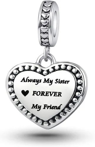 Vista 2 de Chili Jewelry Dije de corazón Always My Sister Forever My Friend compatible con pulseras Pandora