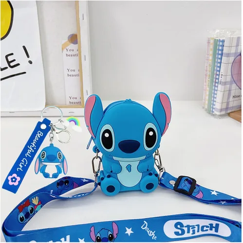 Vista 4 de Bolso cruzado de puntada al hombro, monedero, bolso pequeño de dibujos animados para niñas y niños, incluye llavero de puntada, el mejor regalo