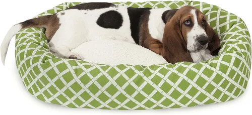 Vista 7 de Cama para perro de bagel Sherpa de bambú negro de 24 pulgadas
