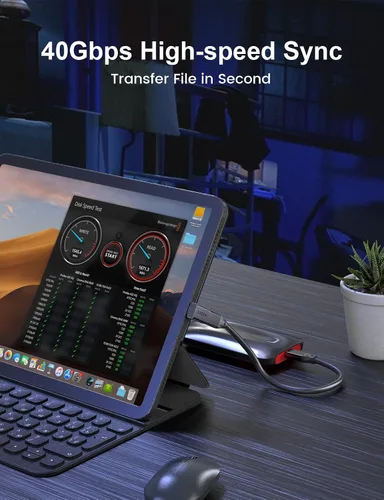Vista 3 de XAOSUN Adaptador USB C de 90 grados, ángulo recto, 240 W, 40 Gbps, conector USB tipo C Thunderbolt 4 para MacBook, teléfono, Rog Ally, Steam Deck