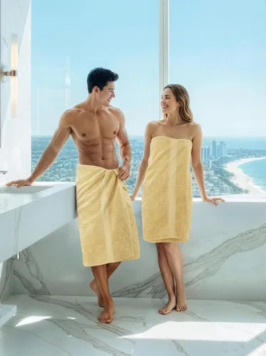 Vista 7 de Toallas de baño de algodón de lujo de 700 GSM (4 unidades, 27 x 54 pulgadas) por Utopia, Beige Premium Lightweight Ring Spun Cotton Towels