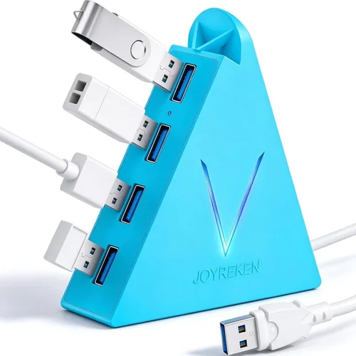 Vista 13 de FlyingVHUB Hub USB 3.0 de 4 puertos, torre concentrador USB con cable extendido de 2 pies, divisor USB para laptop, PC, PS4, PS5, Xbox, mouse Negro