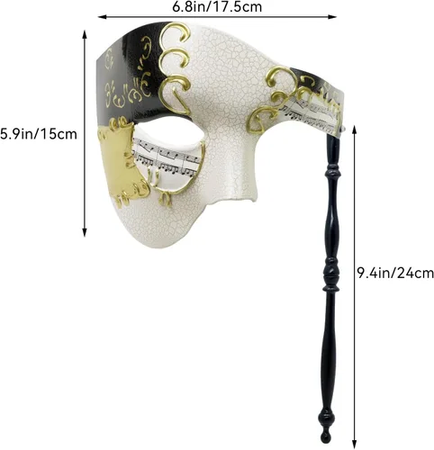 Vista 4 de Thmyo Handheld Half Face Men's Phantom Of The Opera Vintage Venetian Carnival Masquerade Mask with Holding Stick