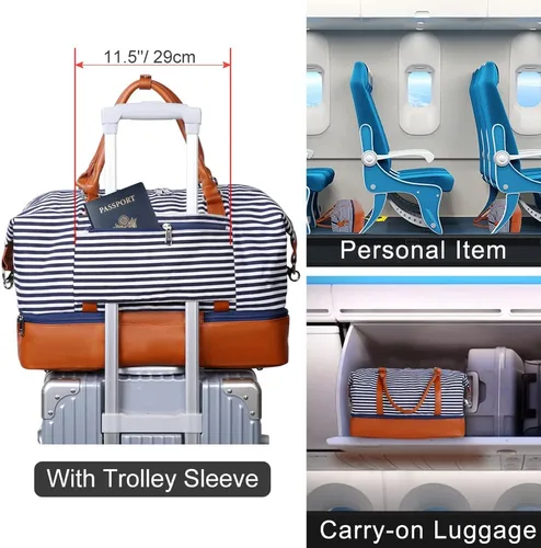 Vista 3 de Bodaon Bolsa de fin de semana con tiras de compartimento para zapatos