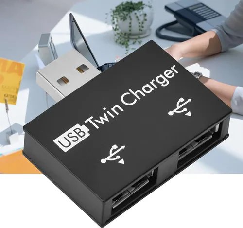Vista 2 de Adaptador divisor USB macho a 2 hembras, convertidor de extensión USB 2.0, 1 macho a 2 hembras, concentrador USB 2.0 de 2 puertos para Negro
