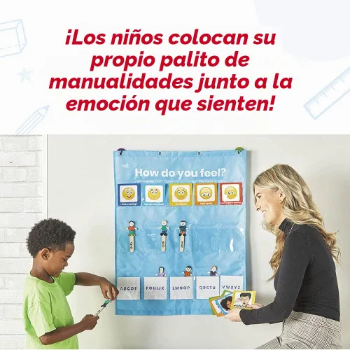 Vista 2 de hand2mind Tabla de bolsillo para expresar tus sentimientos, tabla de emociones para niños, decoraciones de aula para profesores de preescolar