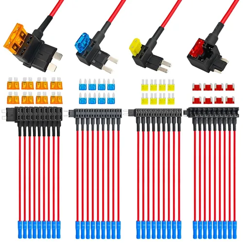 Vista 9 de Paquete de 16 fusibles de 4 tipos, soporte de fusible de 12 V para añadir