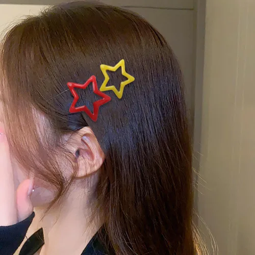 Vista 7 de Pinzas de pelo coloridas y luminosas para niñas, pinzas pequeñas para el cabello para niños, pinzas de estrellas que brillan en la oscuridad, pinzas