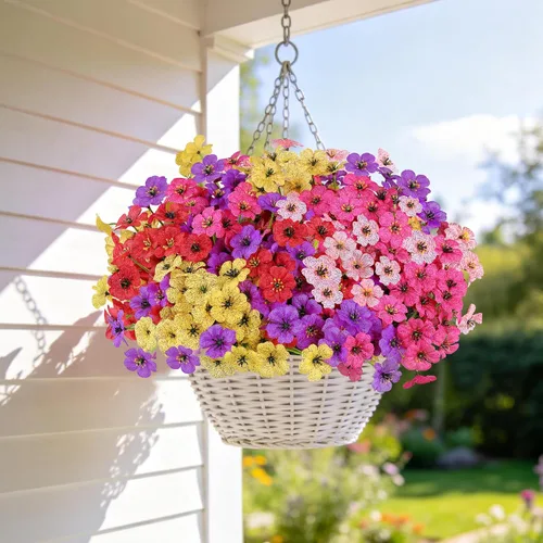 Vista 2 de AmyHomie 20 paquetes de flores artificiales para exteriores, resistentes a los rayos ultravioleta, no se decoloran, plantas de plástico, decoración
