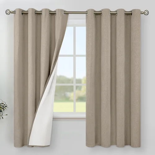 Vista 177 de YoungsTex - Cortinas 100% opacas para dormitorio, con aislamiento térmico y ojales, cortinas oscuras negras con capa pesada para ventana de sala