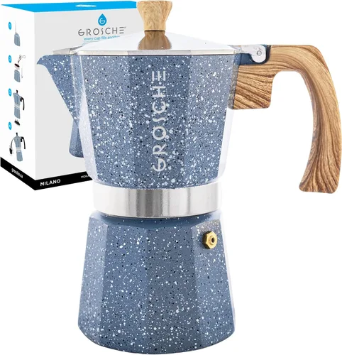 Vista 36 de GROSCHE Milano - Cafetera Moka para estufa, olla de expreso para 3 tazas de café, 5 oz, color negro - Cafetera cubana para estufa, cafetera Moka