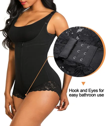 Vista 4 de SHAPERX Faja moldeadora colombiana de control del abdomen, modelador de figura con cremallera, body con torso abierto