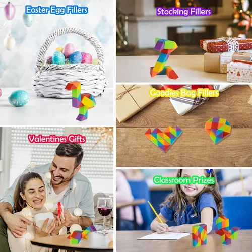 Vista 6 de Cubo de serpiente mediano, paquete de 4 juguetes sensoriales para aliviar el estrés, suministros a granel, bolsas de regalo, juguetes para ansiedad
