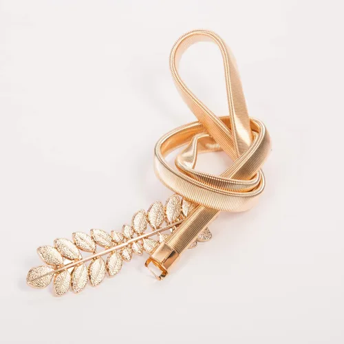 Vista 12 de GRACE KARIN Cinturón de cincha de metal flaco para mujer, cinturón elástico de cintura de oro CL633