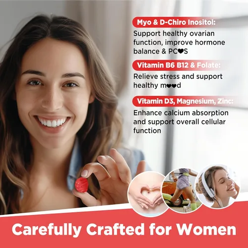 Vista 8 de Gomitas veganas con omega 3 de mio-inositol y D-Chiro Inositol para mujer